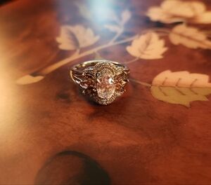 JTV Kunzite Pink Tourmaline White Zircon Silver Ring Size 10